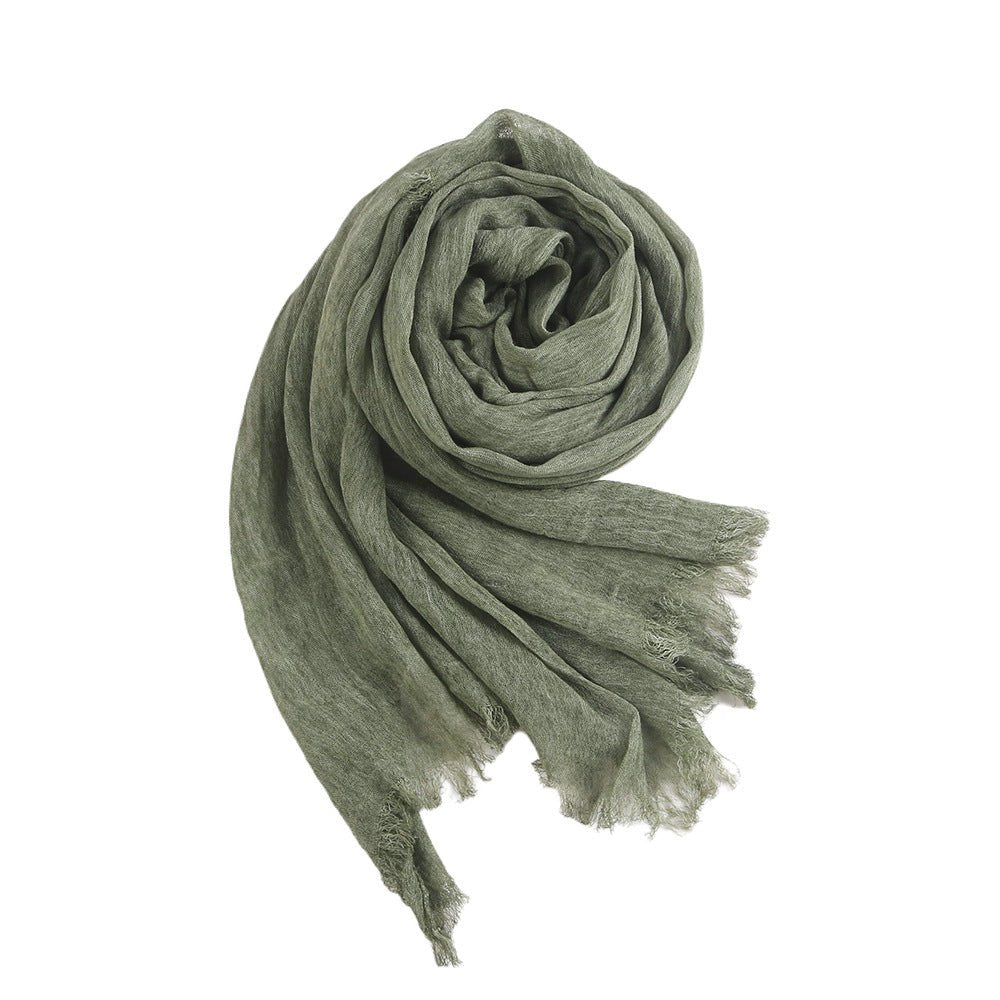 Hijab en Rayonne Texturée Froissée Coloris Unis Hijab Enveloppant Respirant pour Femme (MH145)