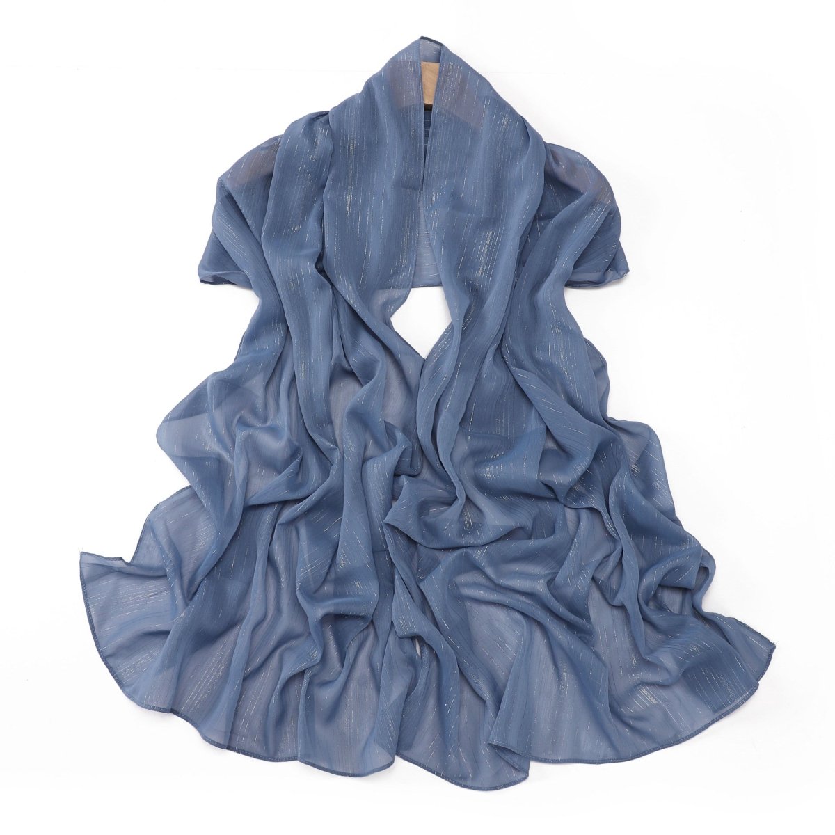 Foulard Effortless Grace Voile Chiffon Froissé Argenté (MH153)