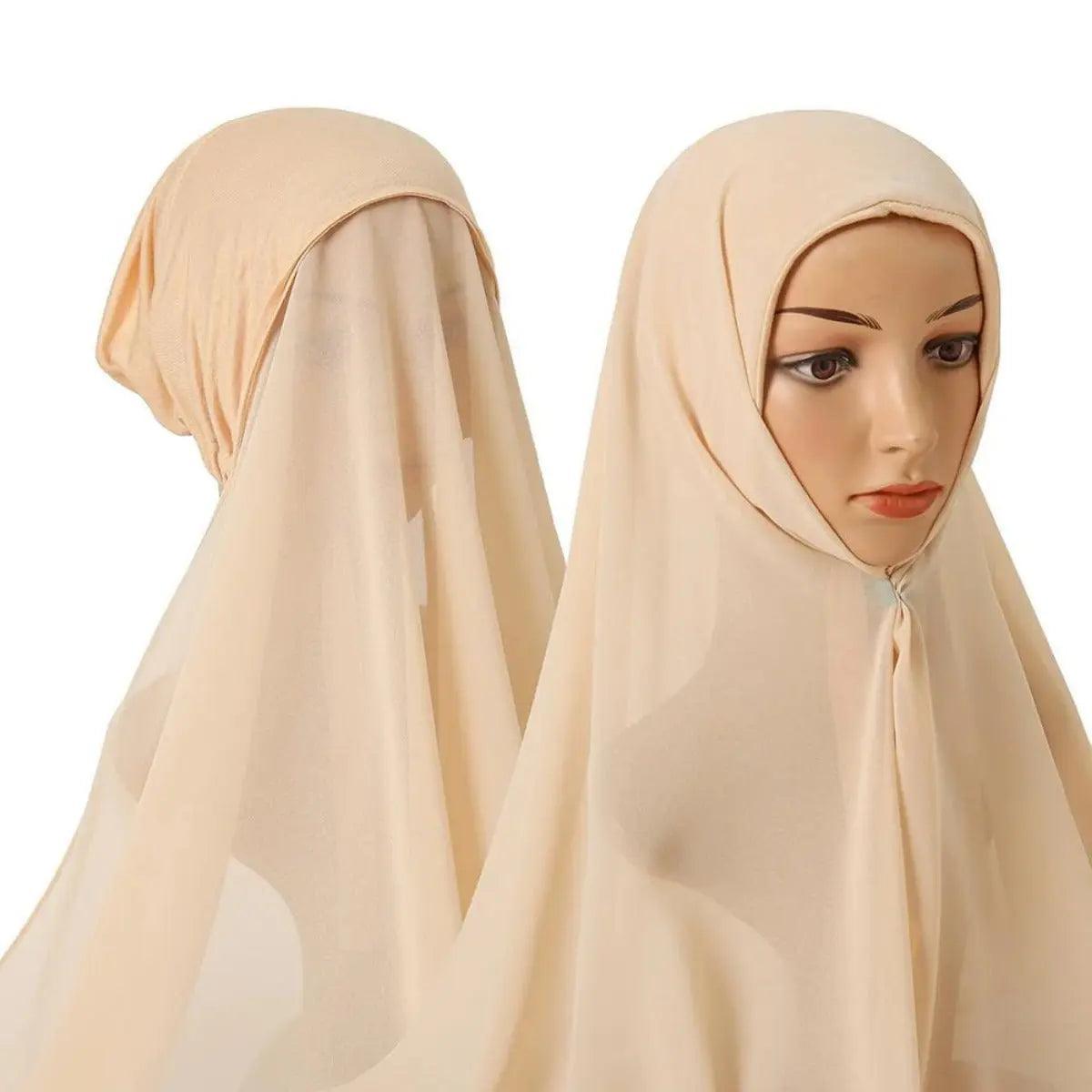 Hijab Instant en Mousseline avec Bonnet Intégré (MH004)