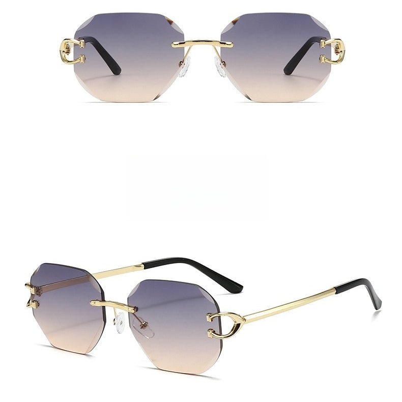 Lunettes de soleil vintage sans monture à bords taillés - Modèle statement polygonal sans cadre (MAC266)