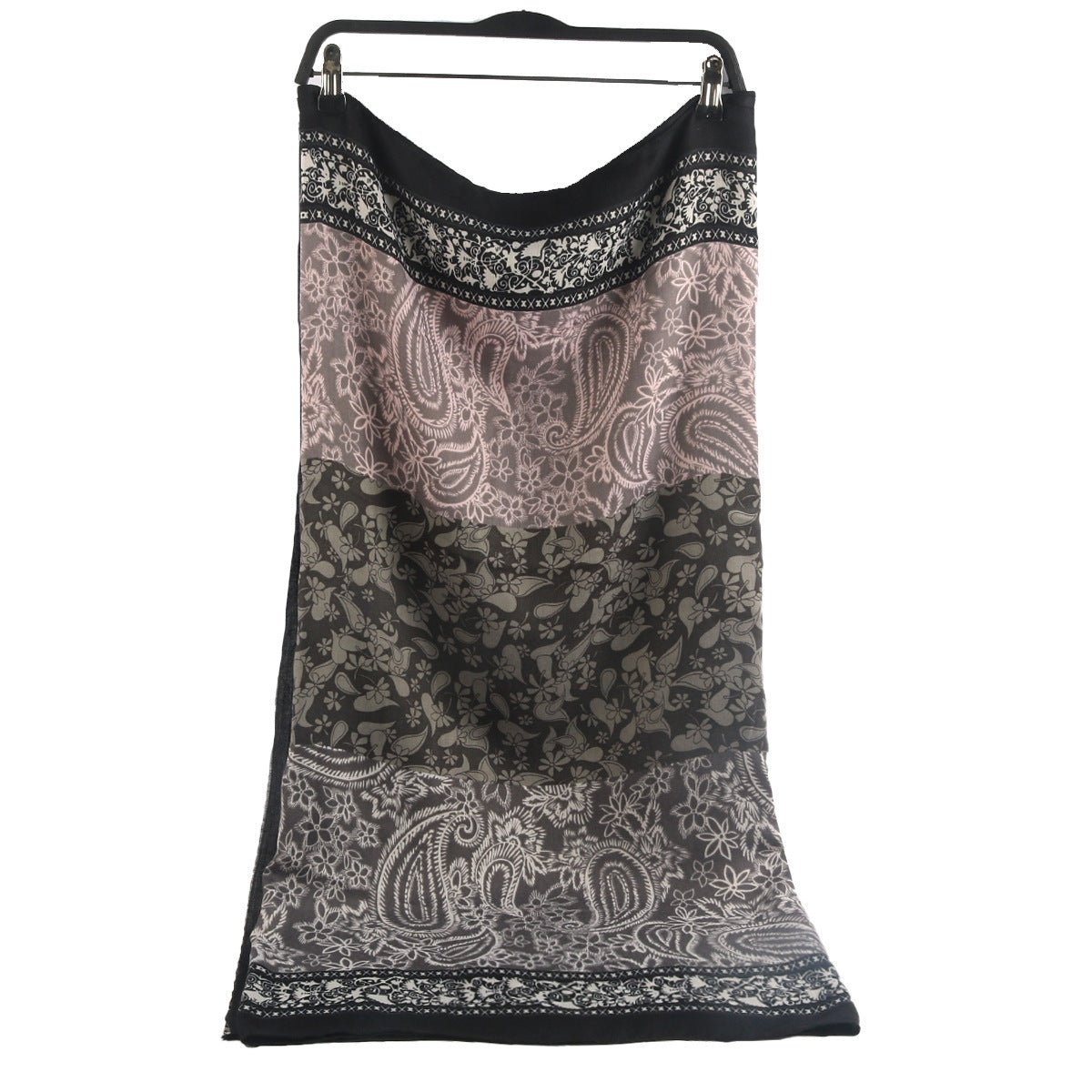 Écharpe Hijab Imprimé Paisley Toucher Cachemire | Châle 180x85cm à Franges avec Motifs Traditionnels (MH150)