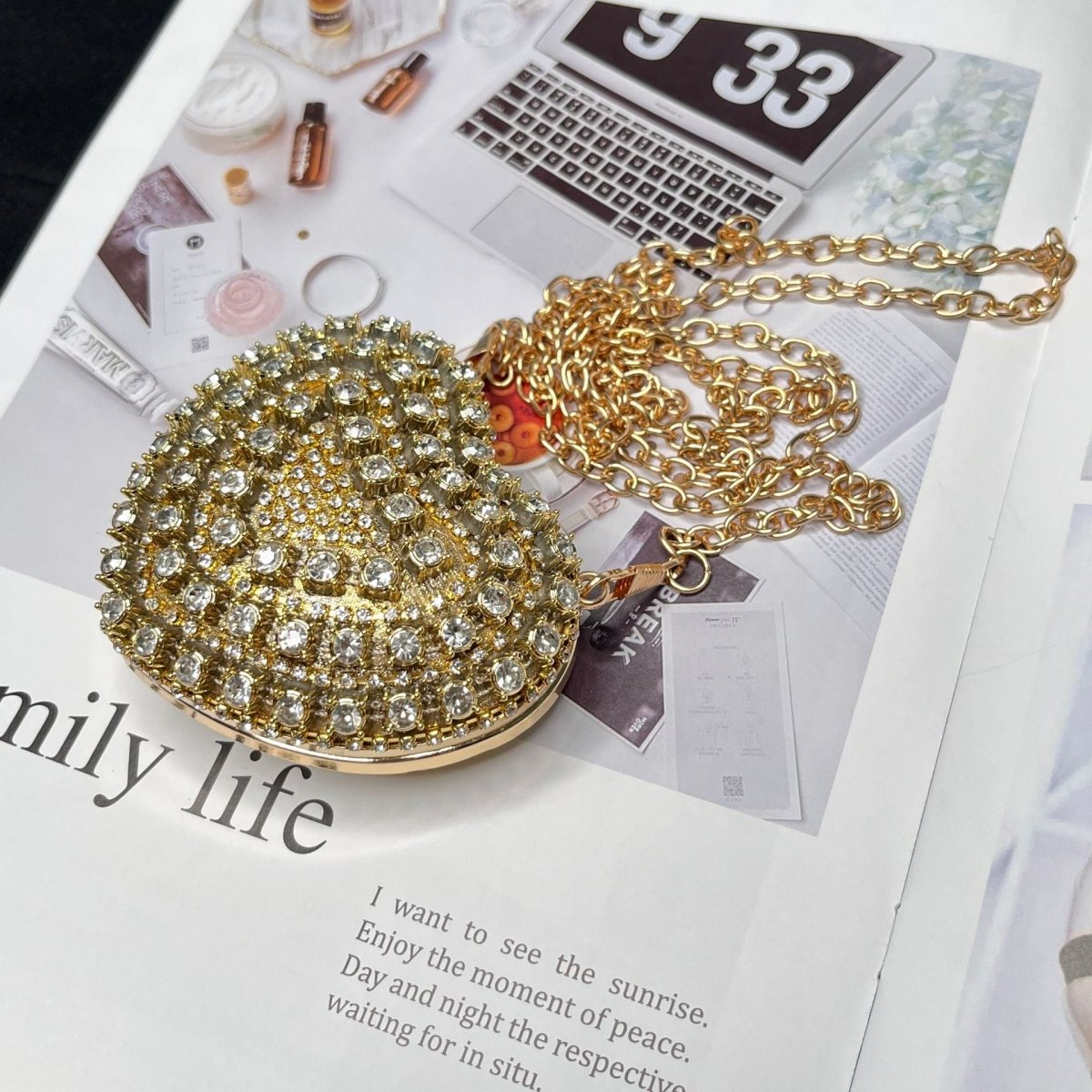 Sac bandoulière étincelant en forme de cœur – Mini sac à main orné de strass pour un glam au quotidien (MAC279)