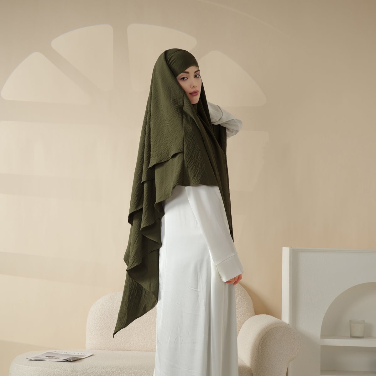 Nouveau Khimar Deux Couches en Crêpe (MK010)