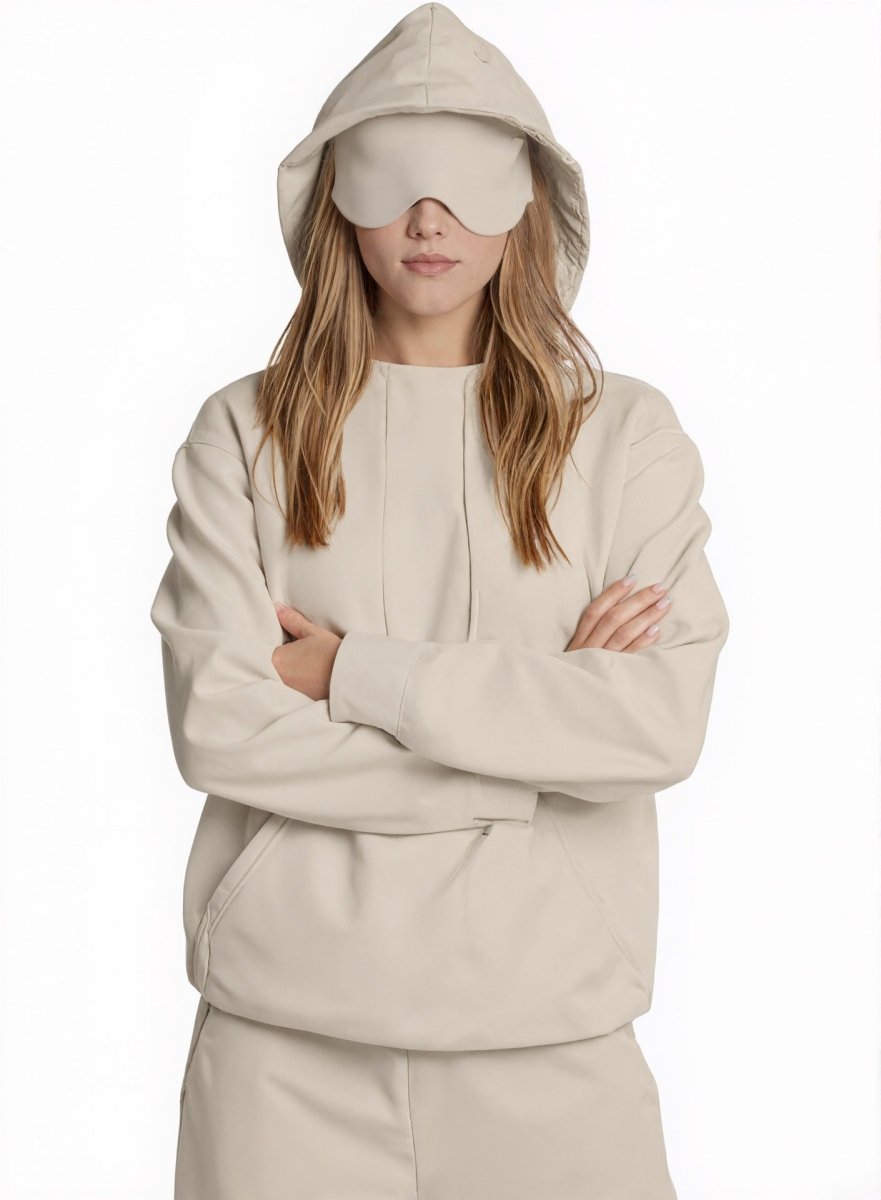 Sweat à capuche Travel Mode avec masque de sommeil intégré | Pull oversize avec masque de sommeil intégré (MS209)