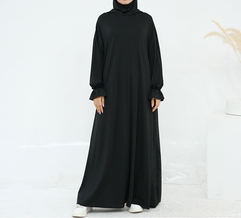 Robe Maxi à Capuche en Milk Silk Confortable avec Poches | Robe à Manches Longues et Poignets Élastiques (MA321)