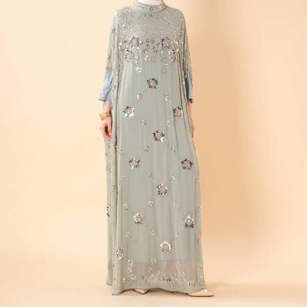Abaya Batwing Brodée de Paillettes (MA454)