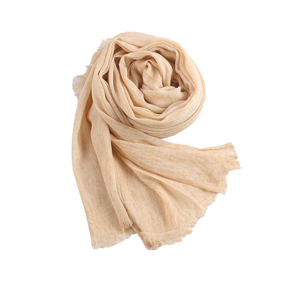 Hijab en Rayonne Texturée Froissée Coloris Unis Hijab Enveloppant Respirant pour Femme (MH145)