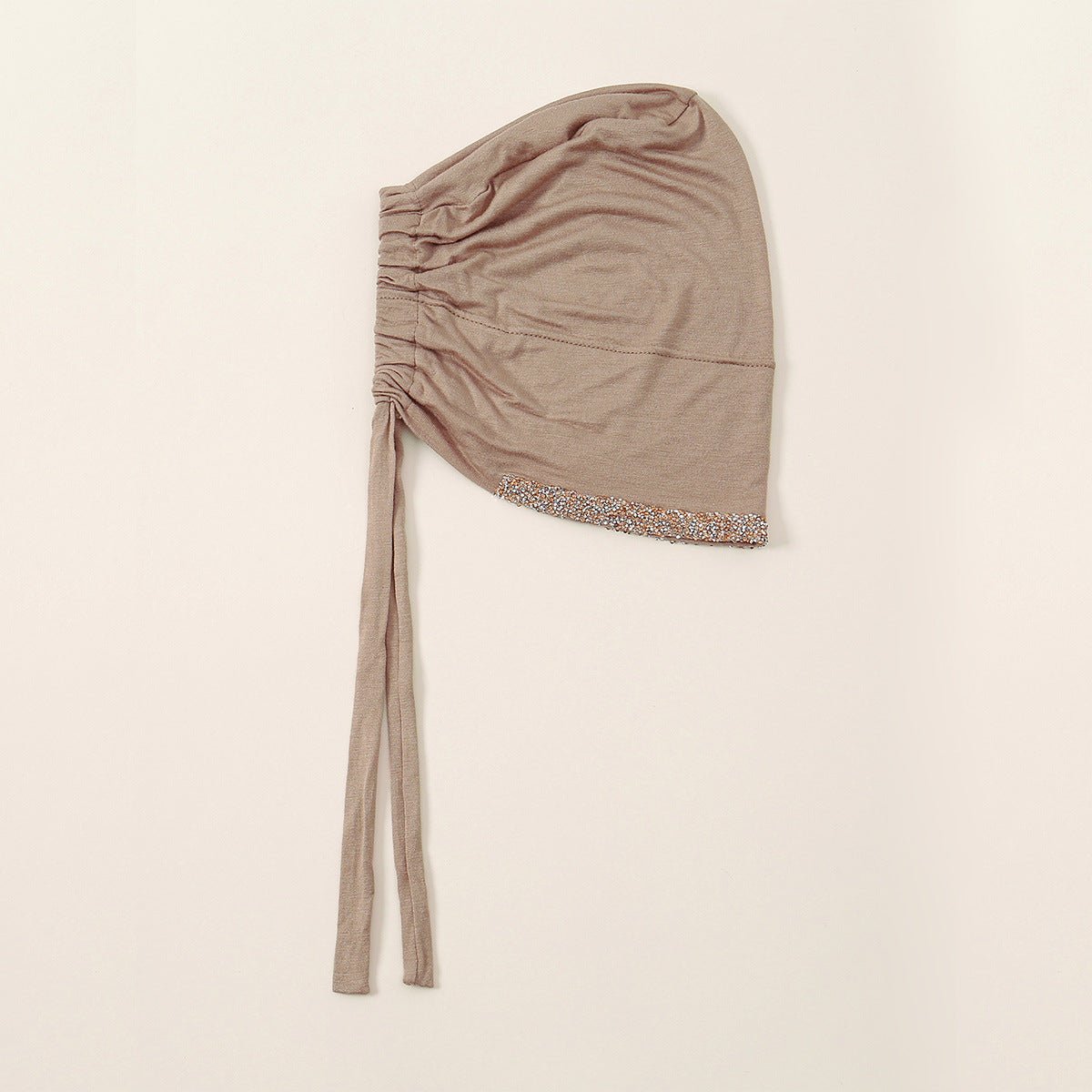 Bonnet Hijab de Luxe en Coton Mercerisé, Orné de Cristaux, Réglable avec Lacet Élastique, Design Respirant (MH115)