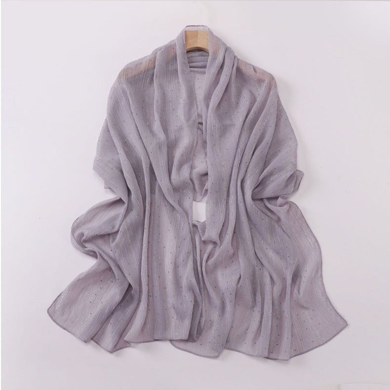 Hijab Drapé Crinkle Argenté "Modest Elegance" avec Strass (MH155)