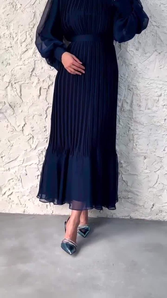 Robe Abaya élégante et légère à jupe longue texturée et manches bouffantes (MA201)