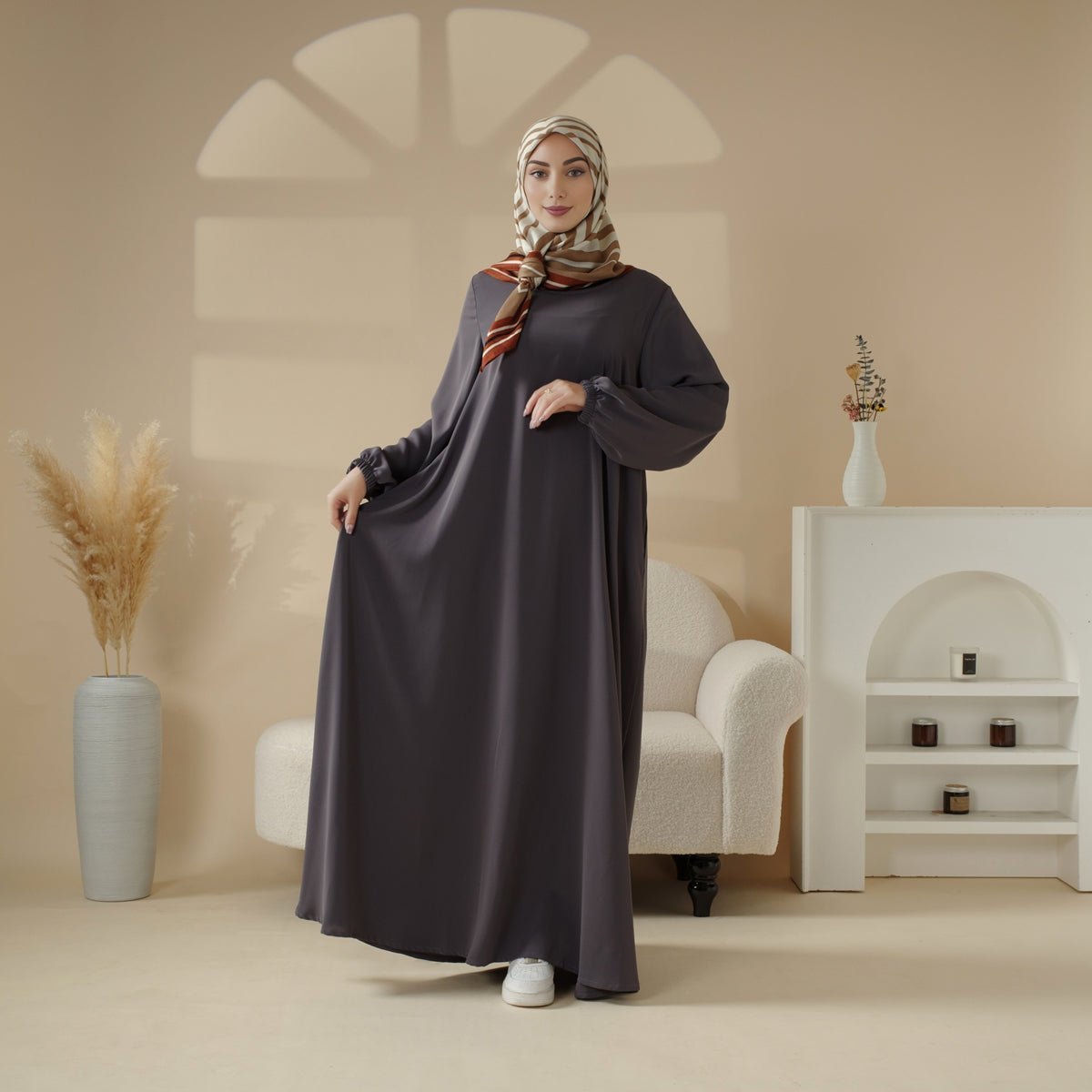 Abaya coupe parapluie essentielle premium à poches polyvalentes (MA113)