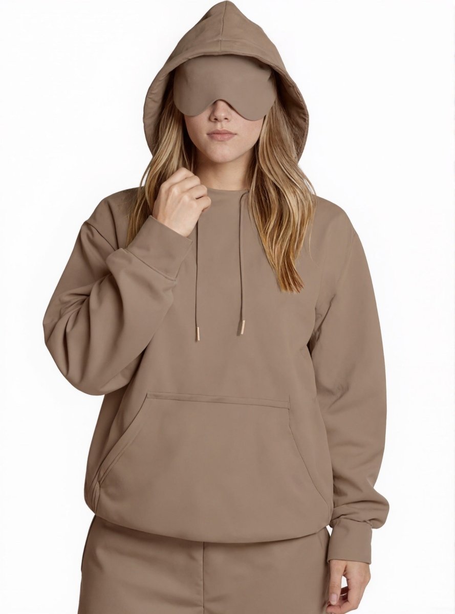 Sweat à capuche Travel Mode avec masque de sommeil intégré | Pull oversize avec masque de sommeil intégré (MS209)