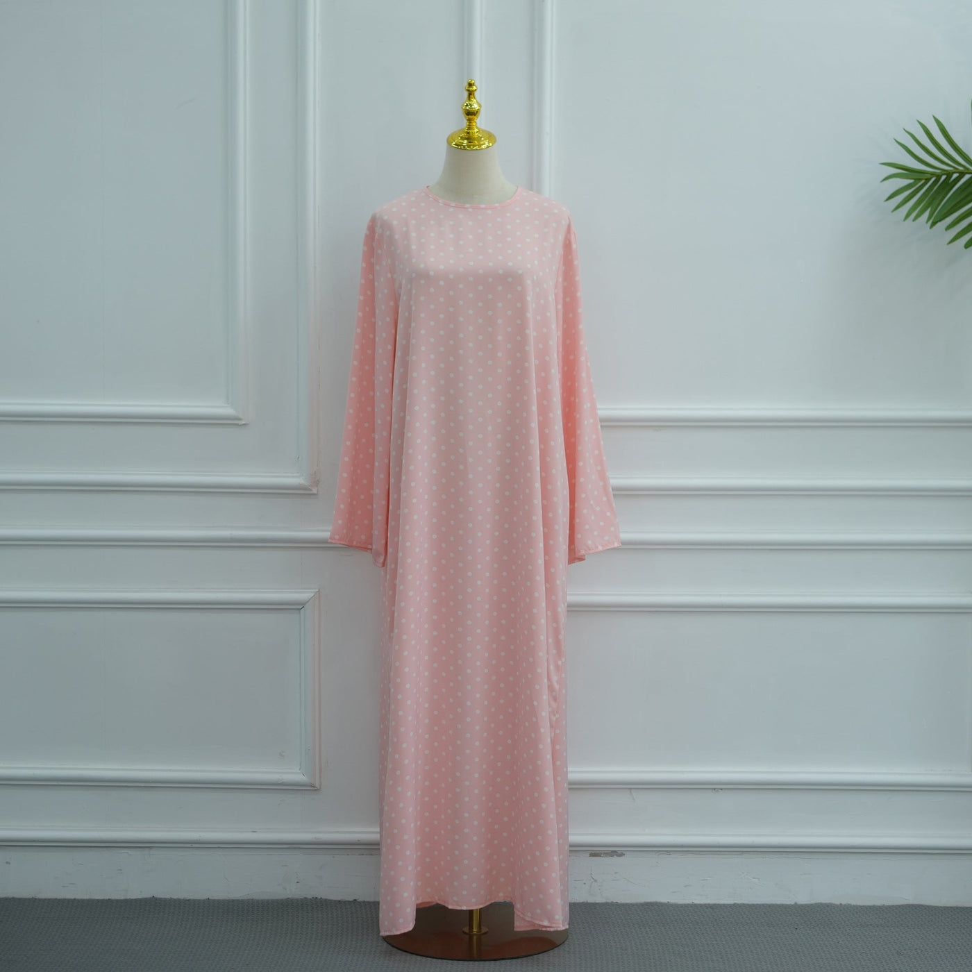 Abaya Maxi Dress Manches Évasées à Pois (MA464)