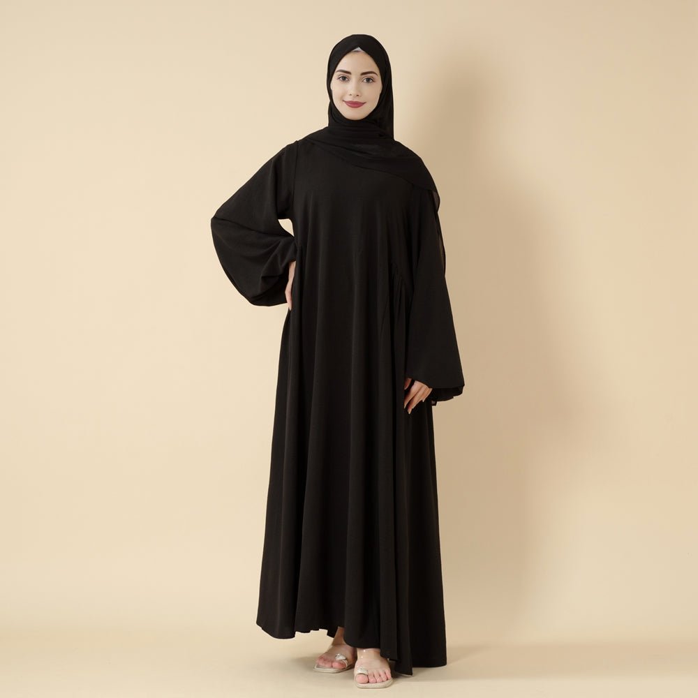 Abaya en crêpe coupe décontractée à manches lanterne (MA190)