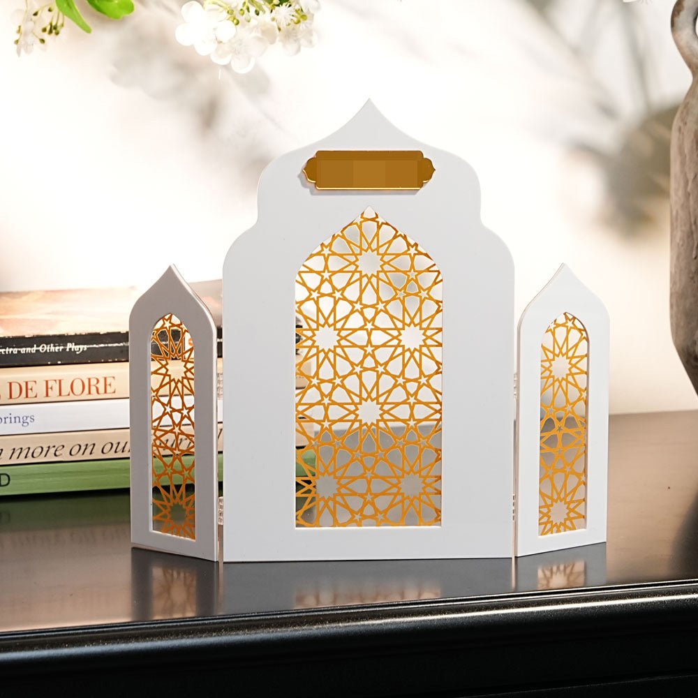 Paravent Pliant en Acrylique Islamique à Motif Ajouré - Décoration de Bureau (MAC402)