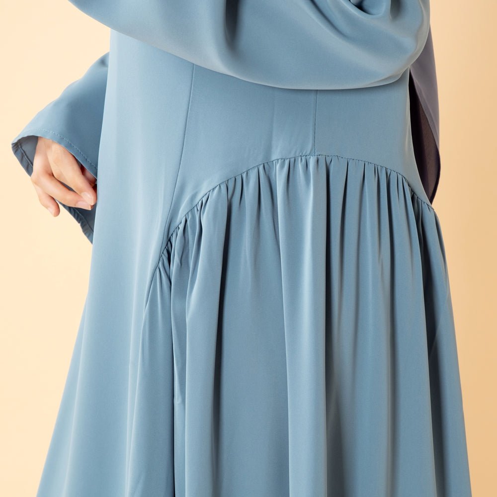 Robe Nida Évasée Maxi avec Jupe Patineuse Plissée & Manches Cloche Larges (MS435)