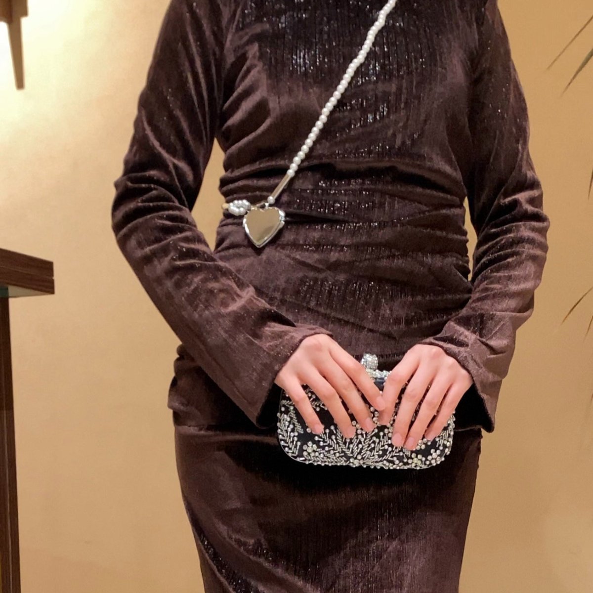 Robe Sirène en Velours Scintillant Froncée (MA358)