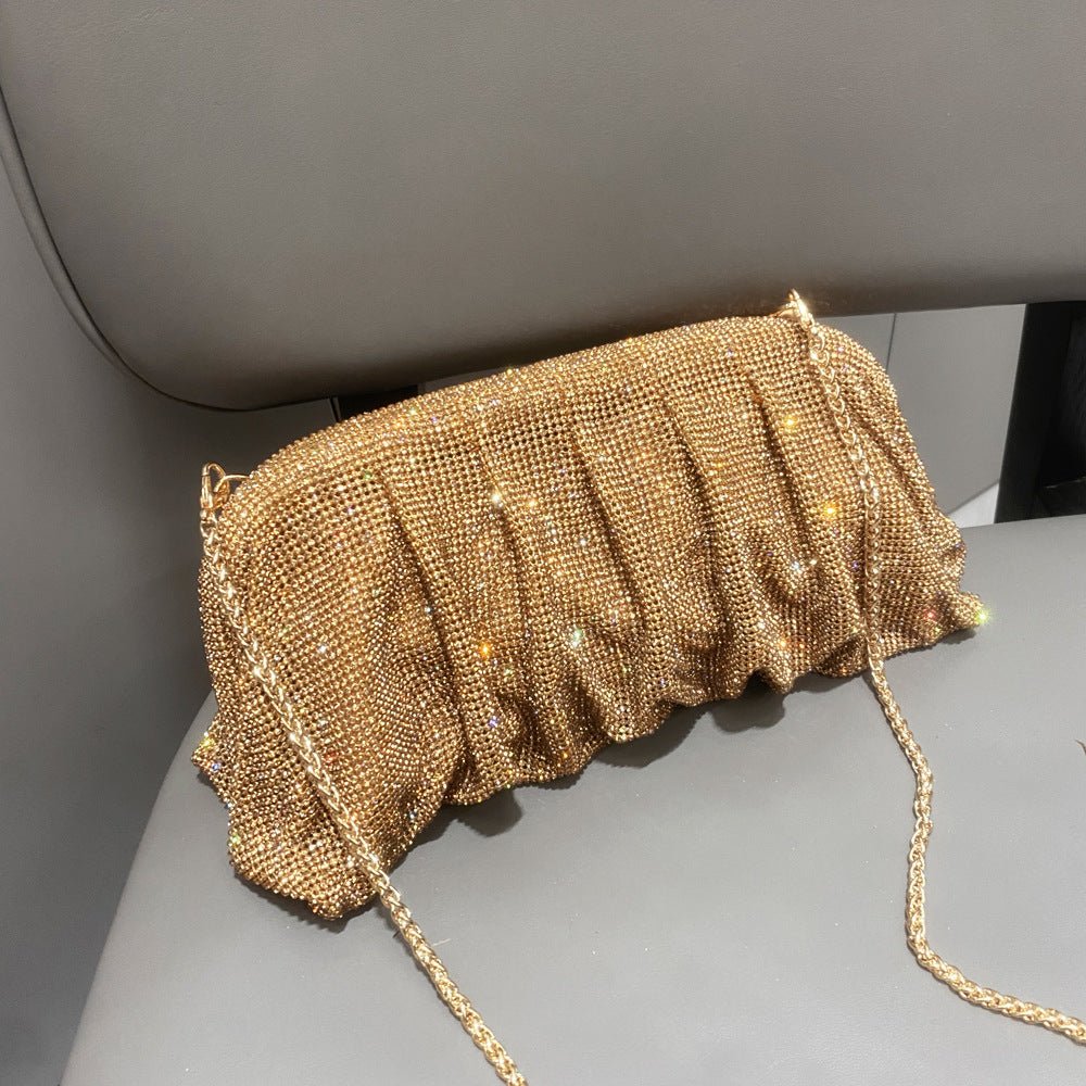 Sac de Soirée Clouté Plissé "Full of Diamond" à Bandoulière avec Fermoir, Sac Femme (MAC257)