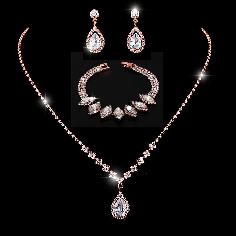 Collier et boucles d'oreilles pendantes MAC181 en zircons diamantés étincelants