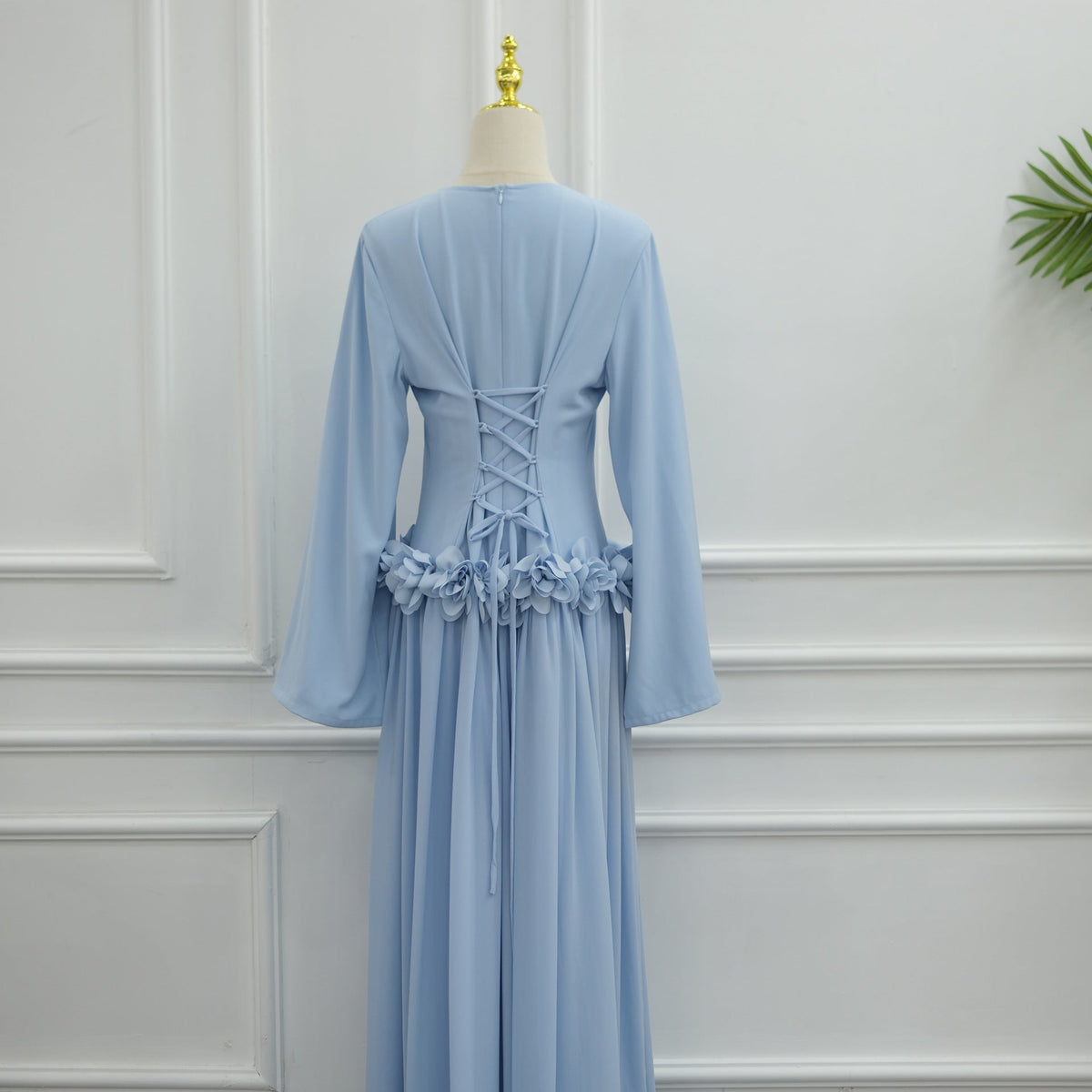 Robe Maxi Ajustée à la Taille 3D Rose(MS515)