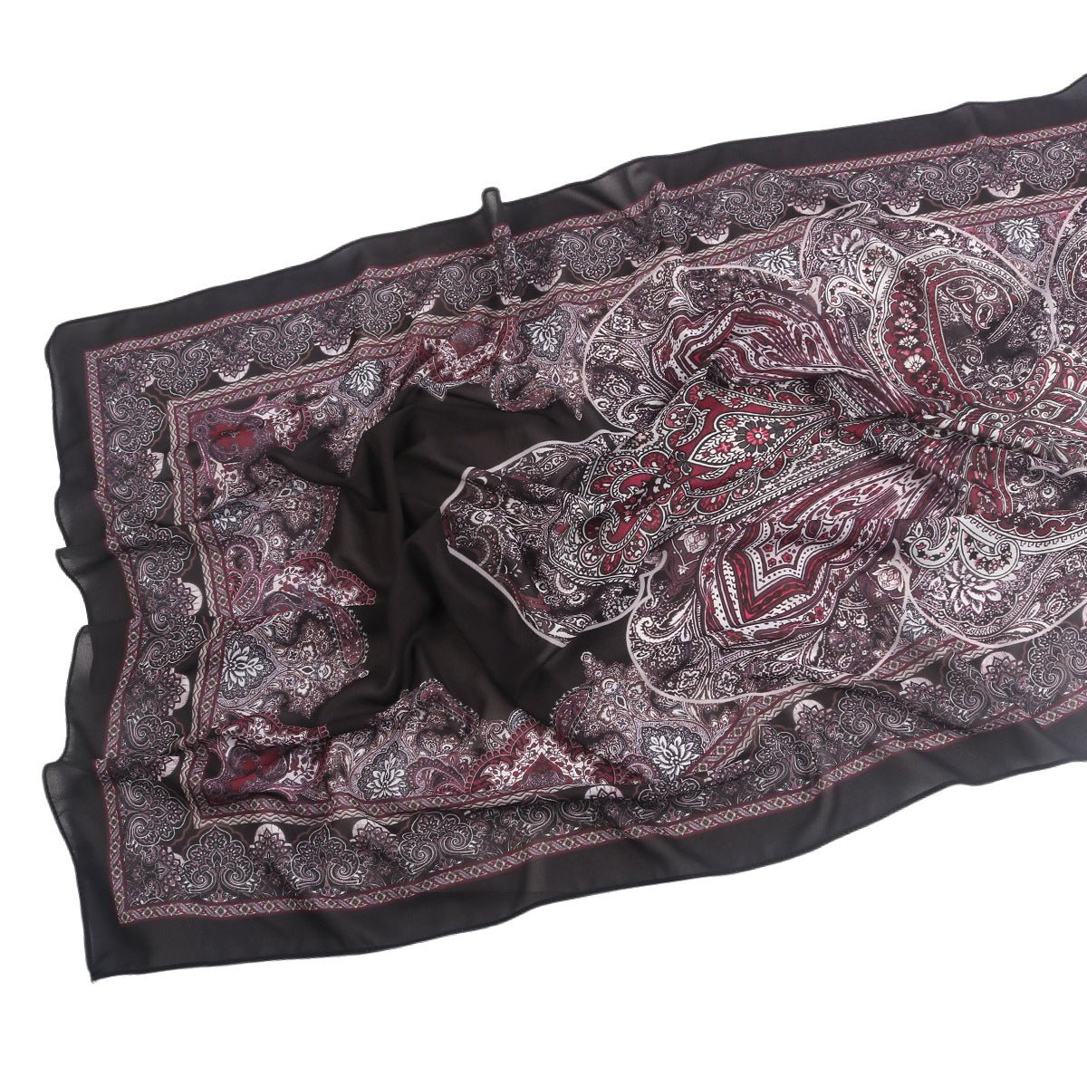 Écharpe Hijab en Mousseline Imprimée Élégante, Style Bohème, Respirante, Protection Solaire (MH136)