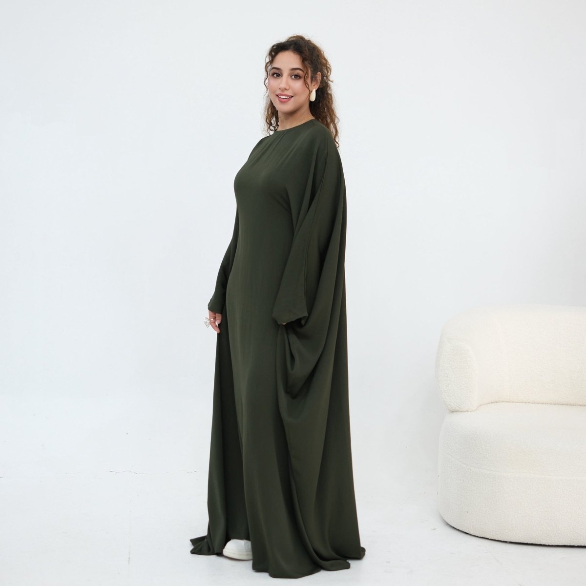 Robe Maxi Nida Crinkle Batwing Sleeve(MA458)