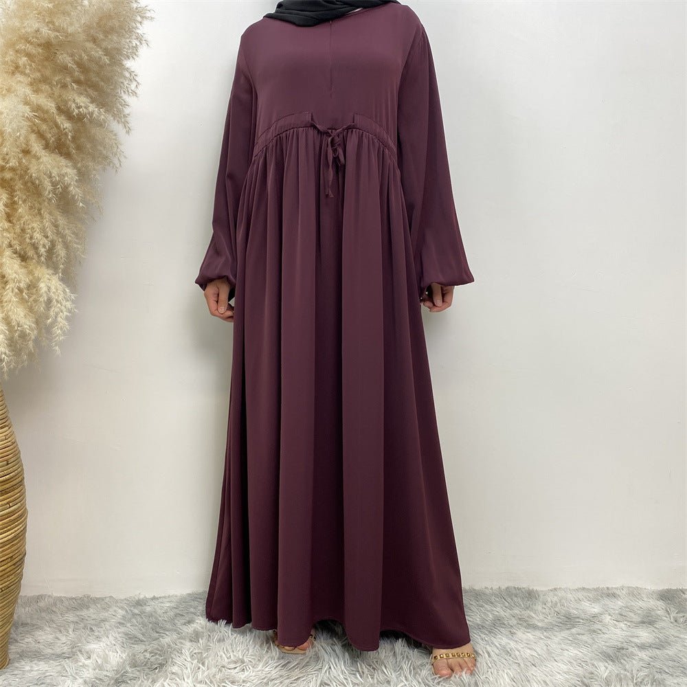 Abaya Ample Modeste pour Musulmane, Manches Extensibles, Fermeture Éclair Frontale, Coupe Trapèze (MA175)
