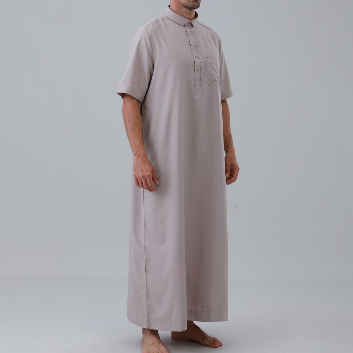 Thobe uni pour homme avec patte de boutonnage (MT038)