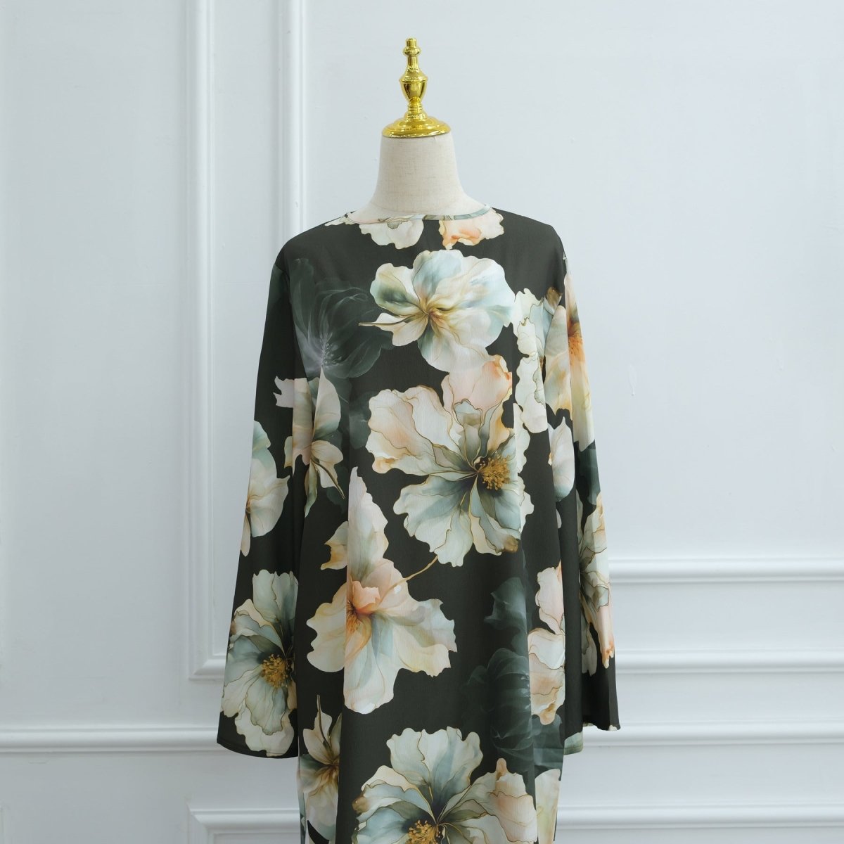 Abaya à imprimé floral avec manches évasées (MA332)