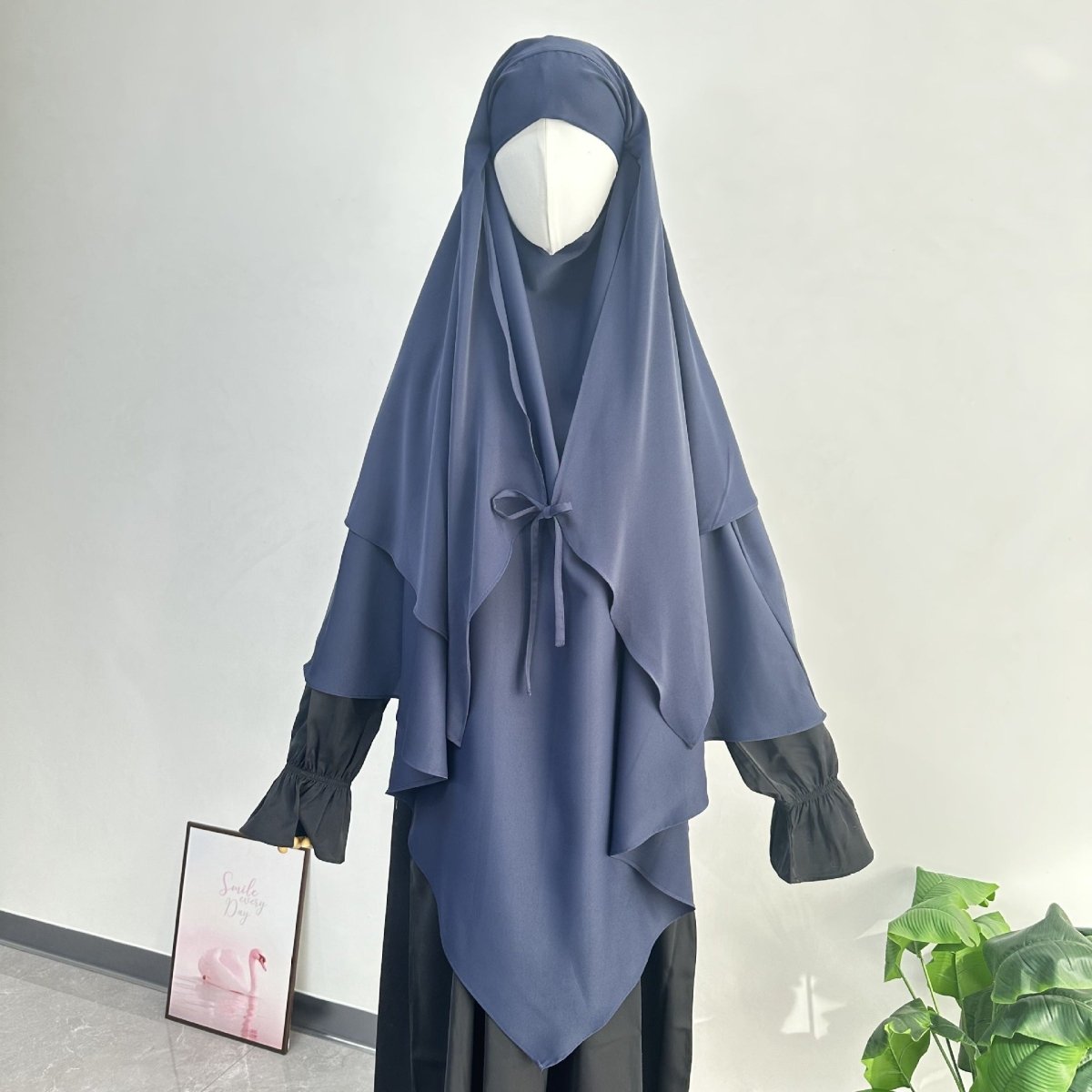 Khimar à double couche avec nœud devant (MK033)