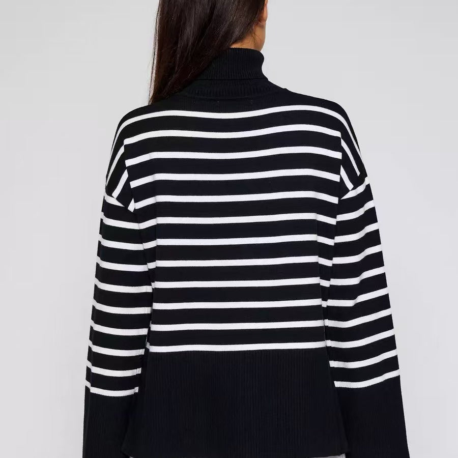 Pull Col Roulé Rayé | Pull Oversize Colorblock (MS252)