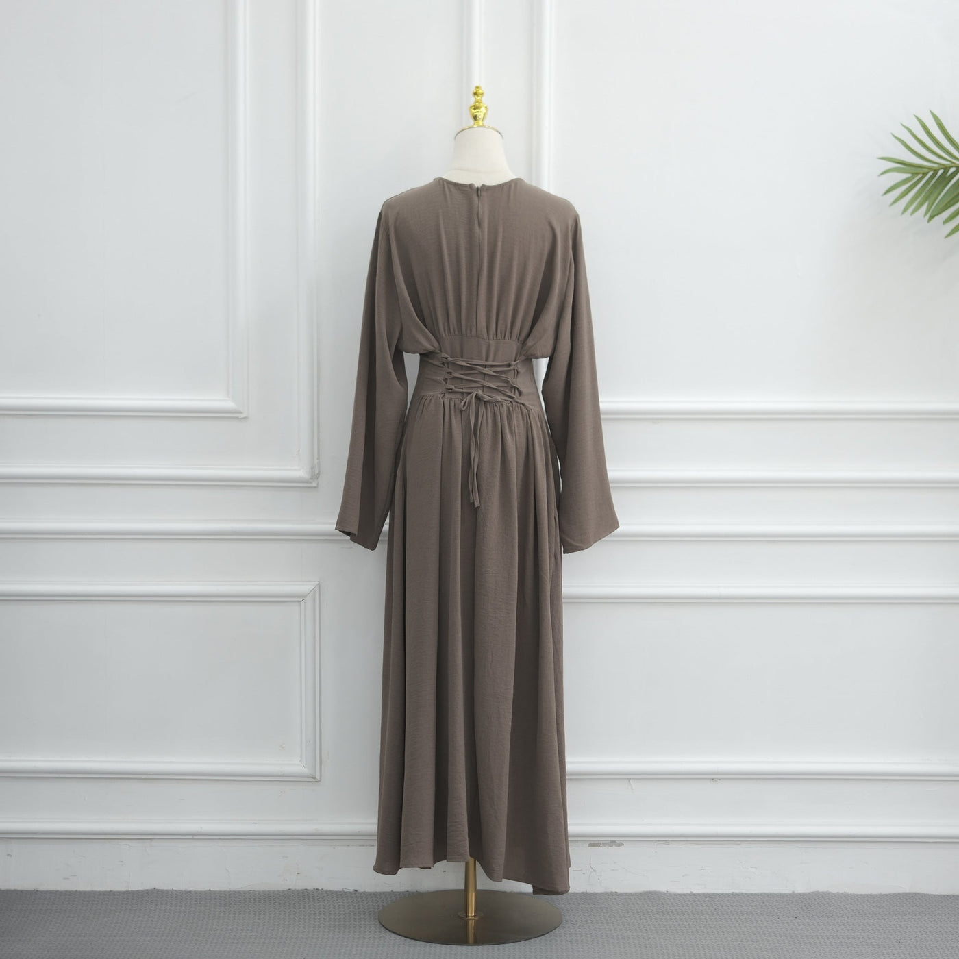 Robe Maxi Ice Silk Froncée à la Taille(MS521)