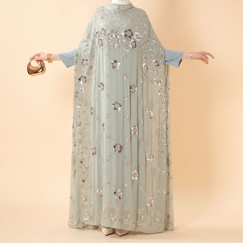 Abaya Batwing Brodée de Paillettes (MA454)
