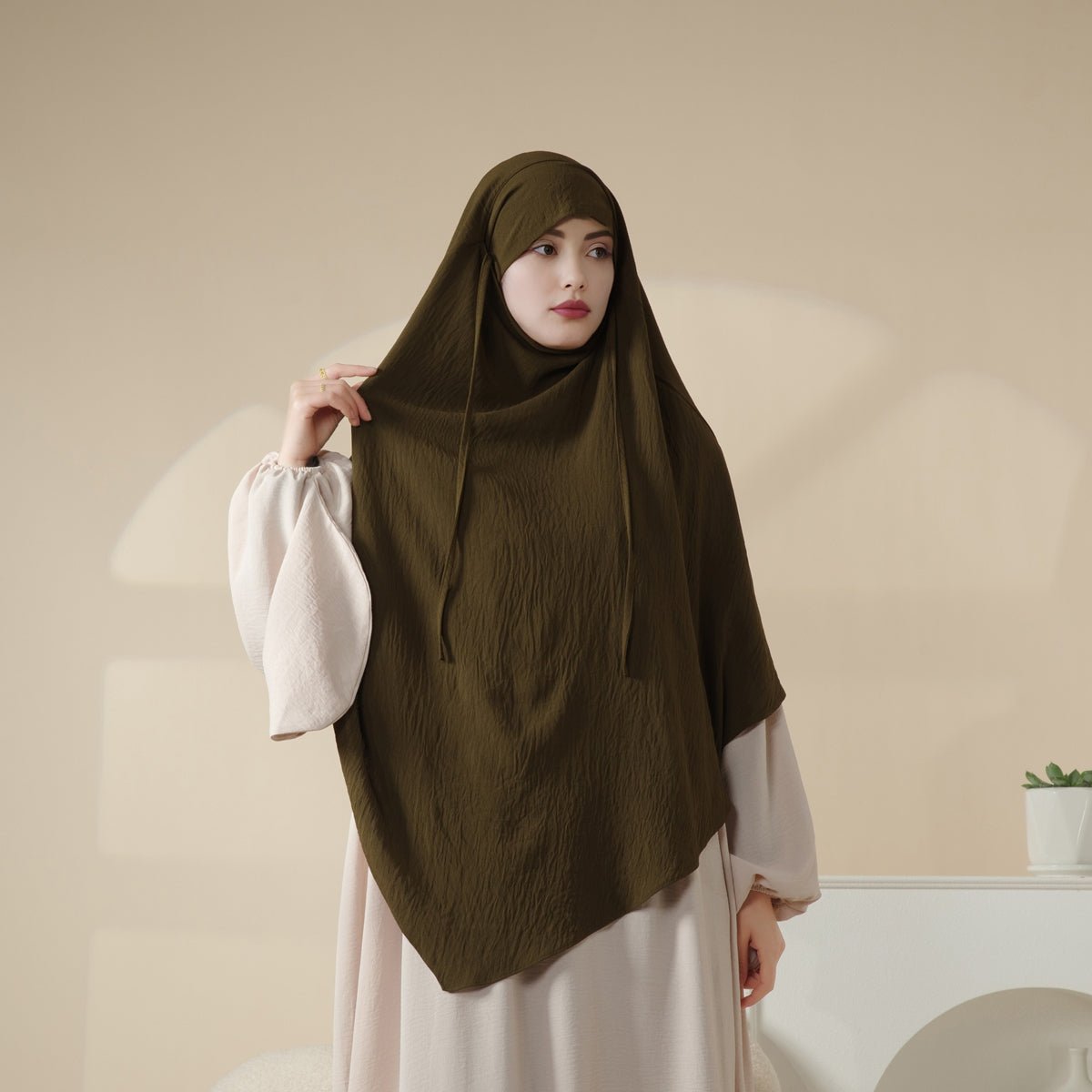 Nouveau Khimar Crêpe 1 Couche | Khimar en Matière Crêpe Souple (MK009)