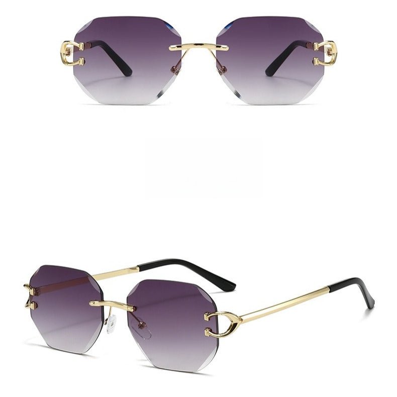 Lunettes de soleil vintage sans monture à bords taillés - Modèle statement polygonal sans cadre (MAC266)