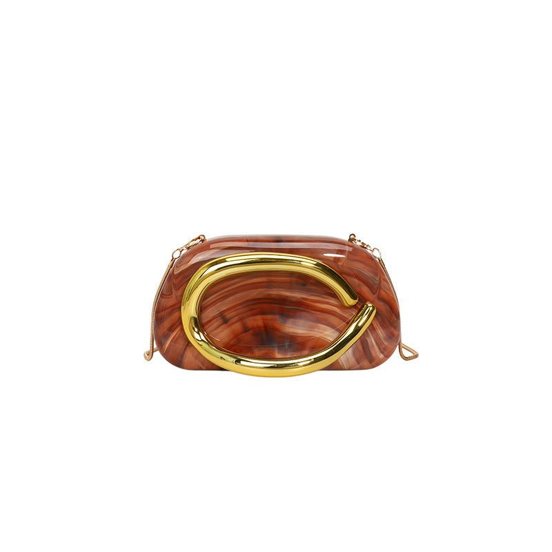 Pochette de soirée en acrylique | Sac de fête avec poignée métallique et chaîne (MAC354)