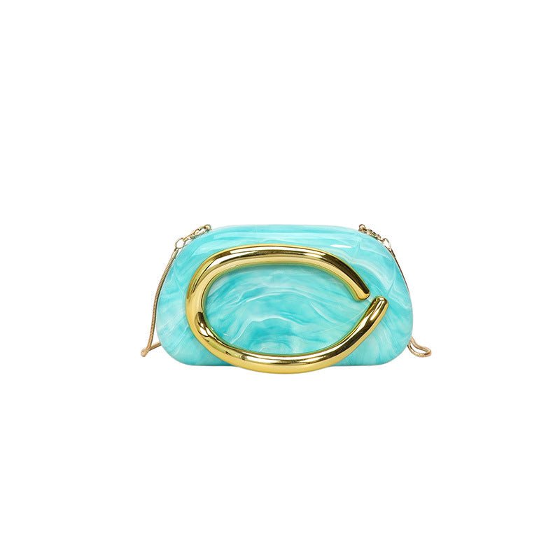 Pochette de soirée en acrylique | Sac de fête avec poignée métallique et chaîne (MAC354)
