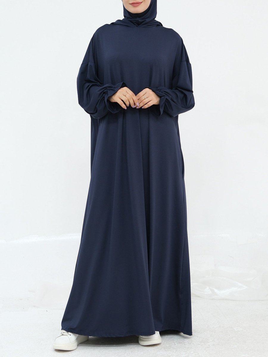 Robe Maxi à Capuche en Milk Silk Confortable avec Poches | Robe à Manches Longues et Poignets Élastiques (MA321)