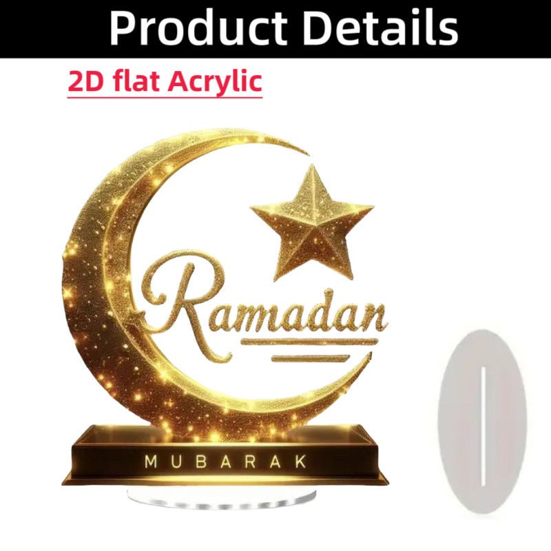 Croissant islamique avec motifs islamiques - Ornement de bureau en acrylique (MAC398)