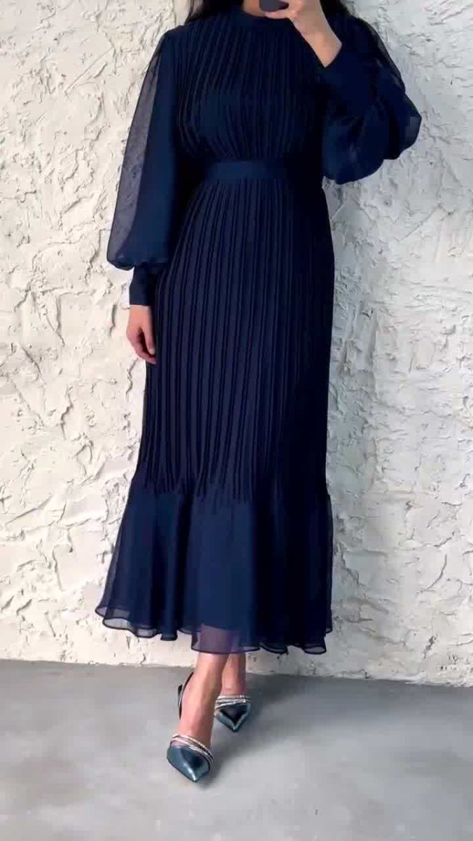 Robe Abaya élégante et légère à jupe longue texturée et manches bouffantes (MA201)