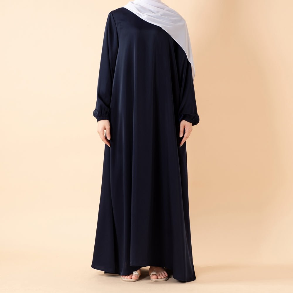 Abaya Satin Premium Modest Luxury | Abaya Coupe Parapluie Évasée avec Poches (MA311)