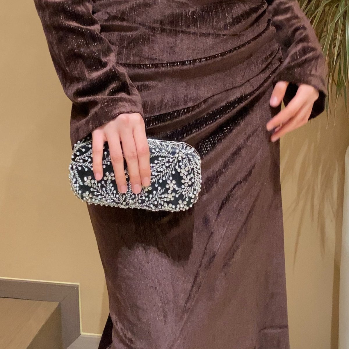 Robe Sirène en Velours Scintillant Froncée (MA358)
