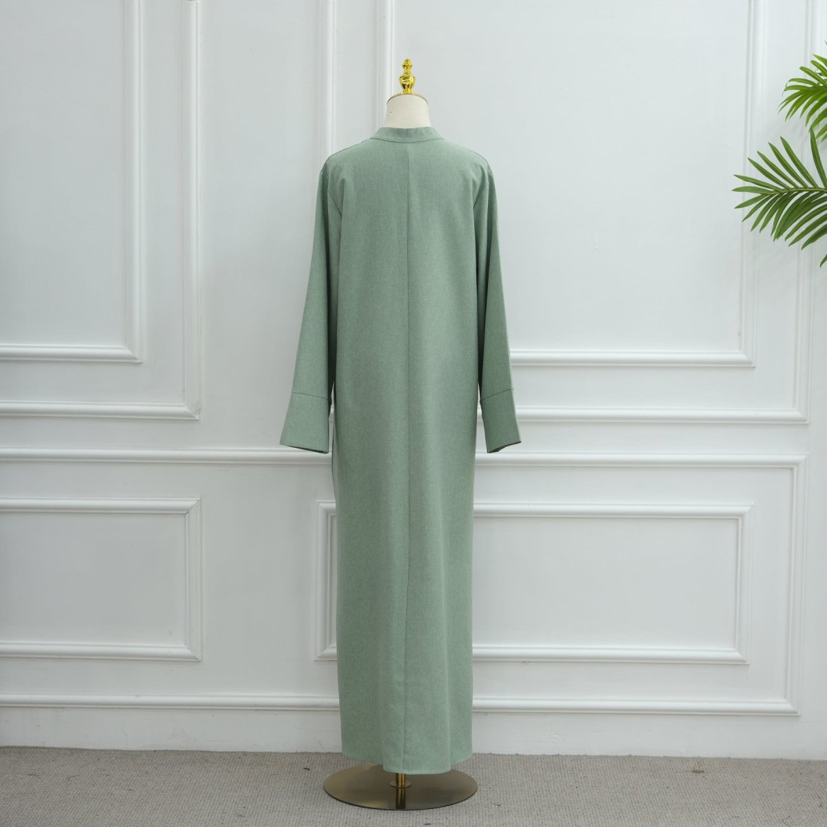 Abaya oversize à col en V avec poches | Robe longue unie à manches larges (MA331)