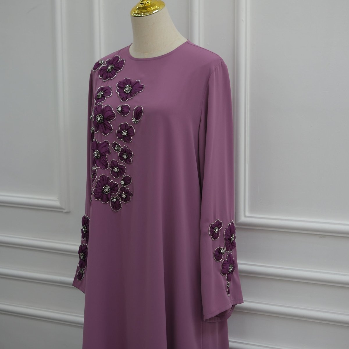 Robe Maxi Floral 3D Perlée à la Main (MA466)