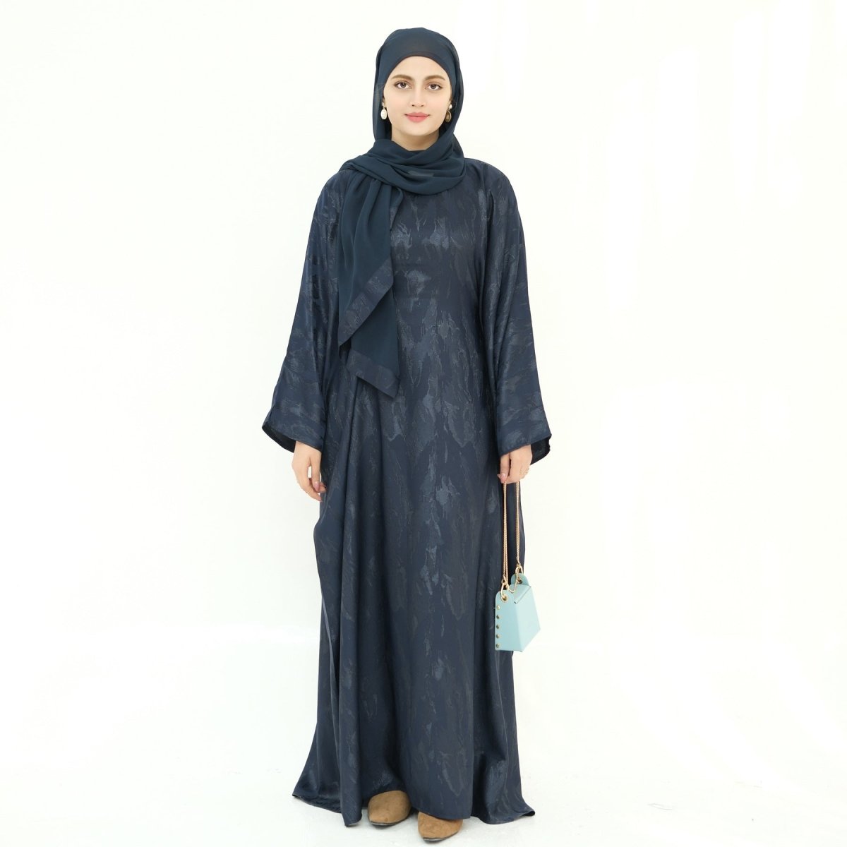 Abaya Maxi Manches Chauve-souris Jacquard (MA447)