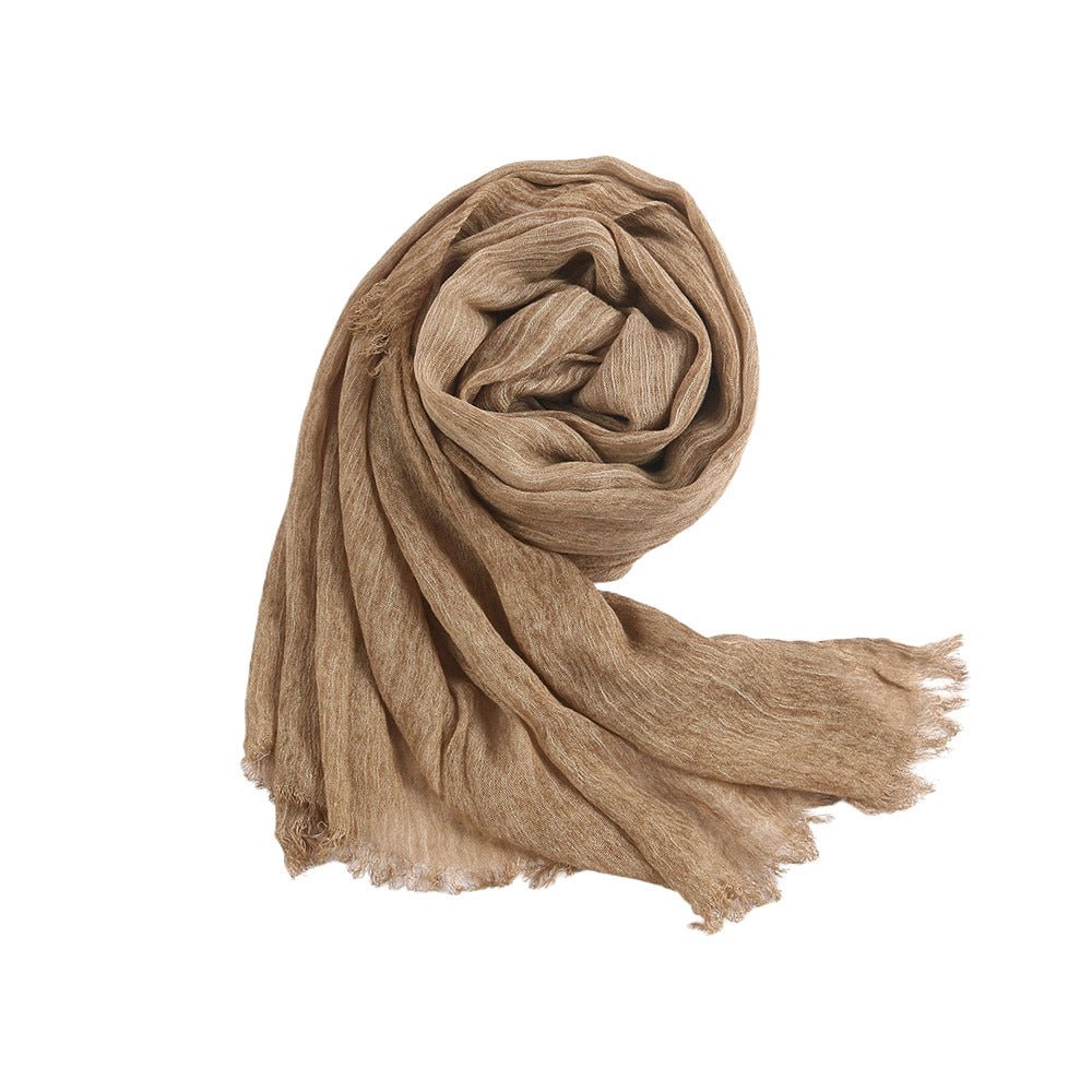 Hijab en Rayonne Texturée Froissée Coloris Unis Hijab Enveloppant Respirant pour Femme (MH145)