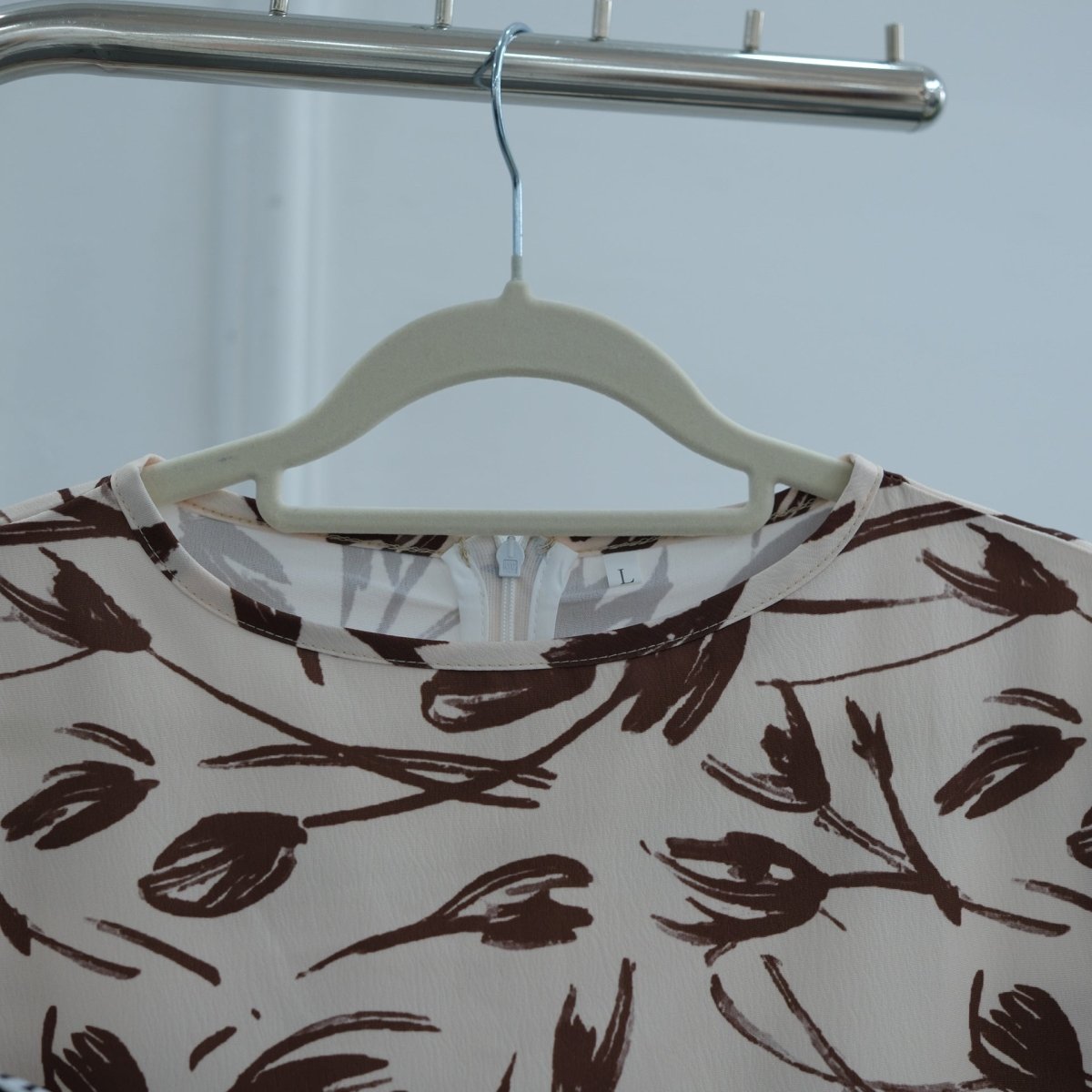 Robe Maxi Imprimée à Manches Cloche Froissées-Délavées (MS474)