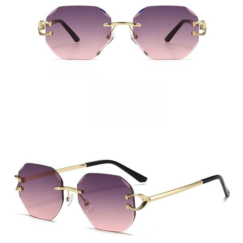 Lunettes de soleil vintage sans monture à bords taillés - Modèle statement polygonal sans cadre (MAC266)
