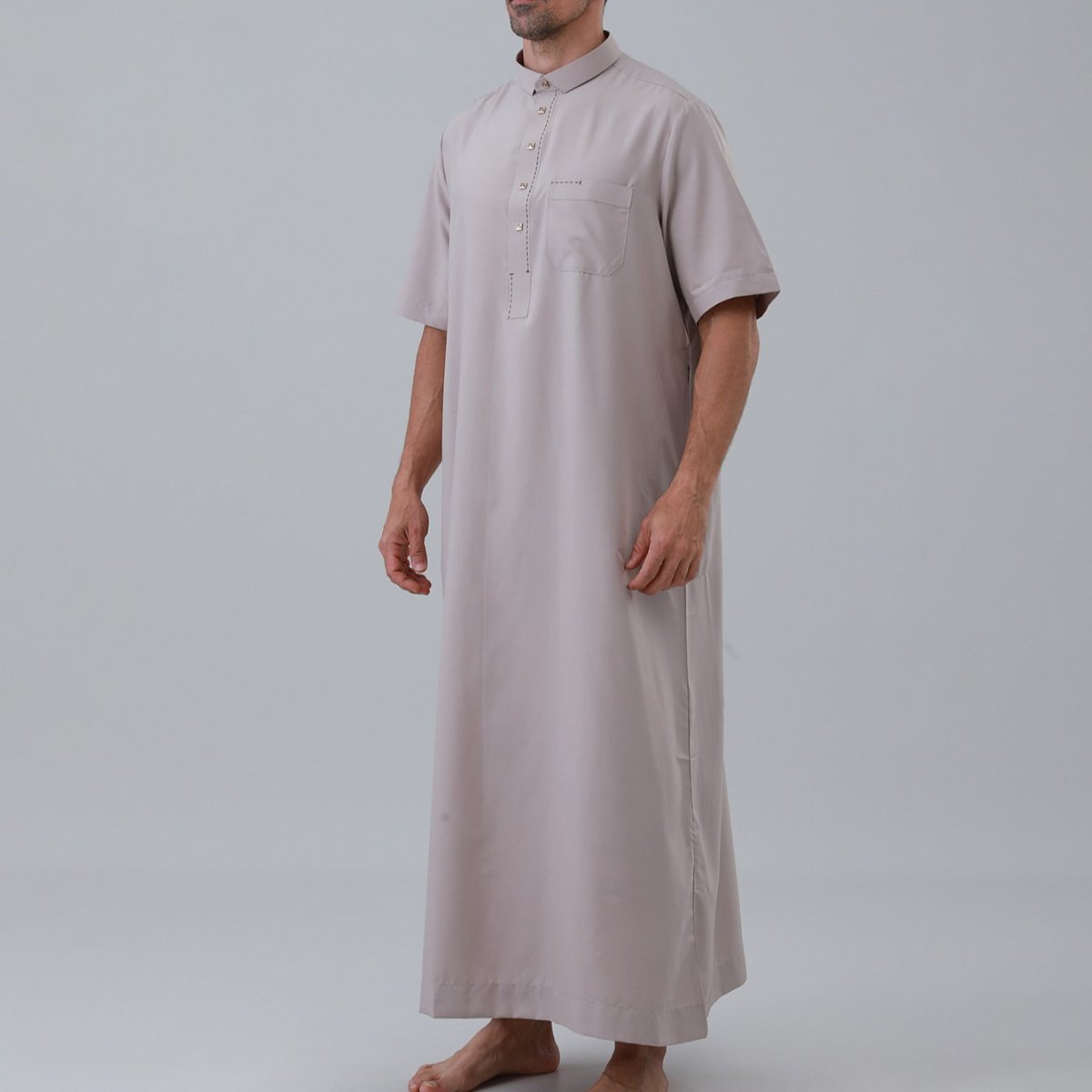 Thobe uni pour homme avec patte de boutonnage (MT038)