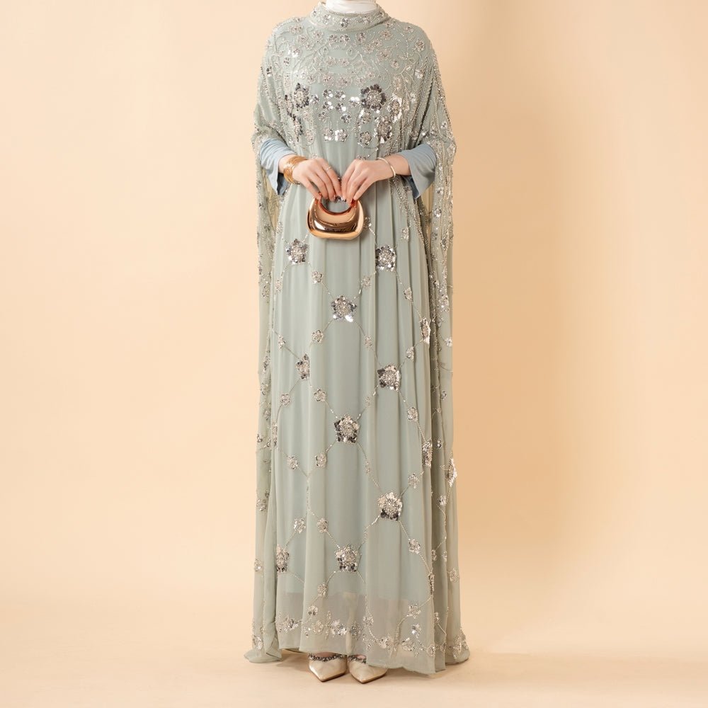 Abaya Batwing Brodée de Paillettes (MA454)